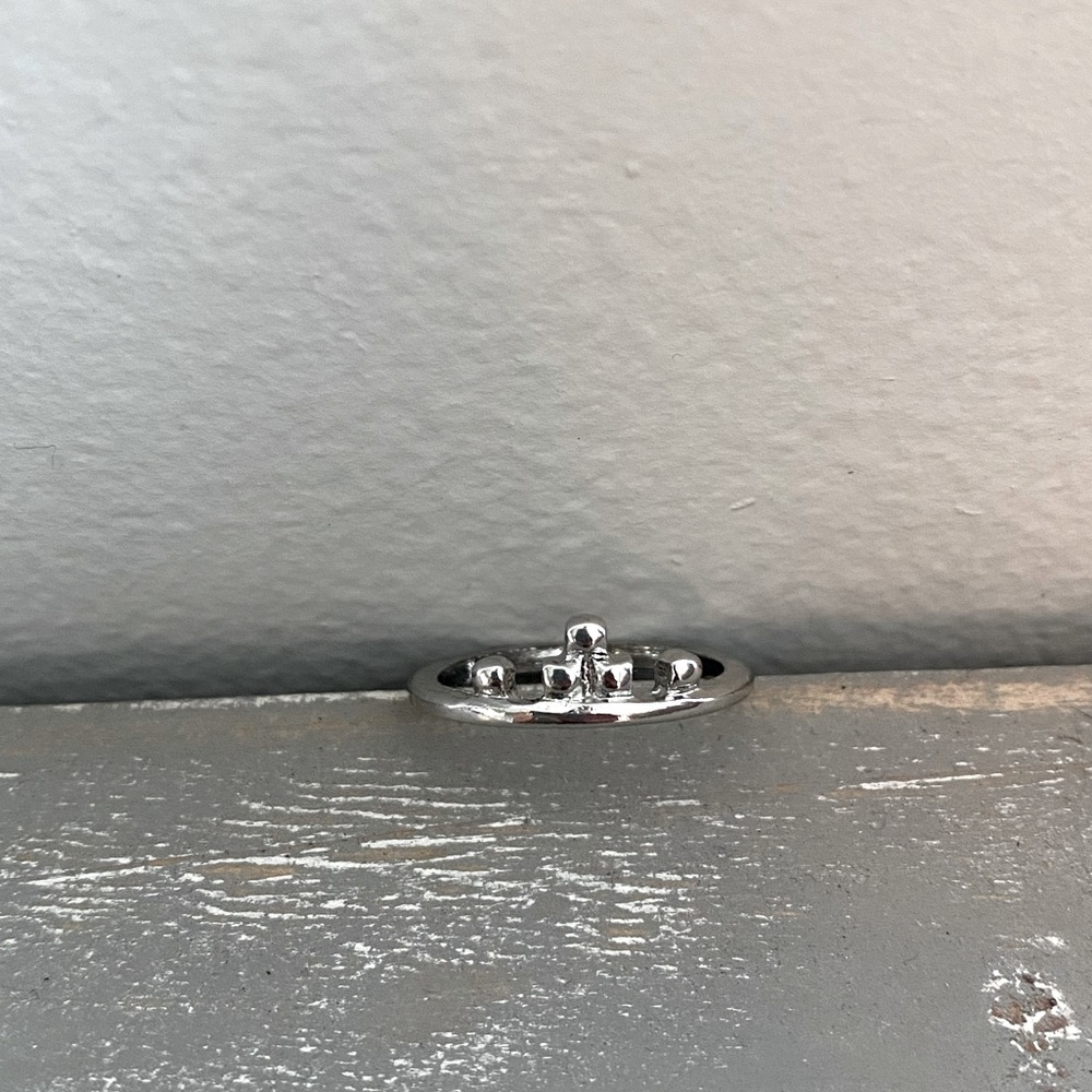 Sterling Silver Crown Ball Ring Size 7